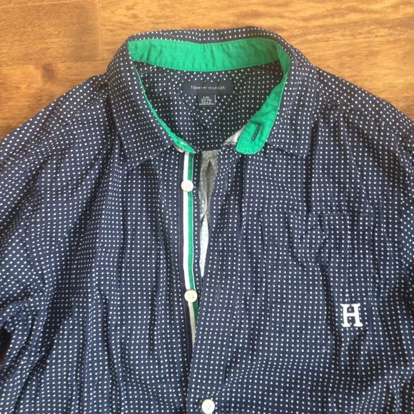 Tommy Hilfiger - Navy Polka Dot Button Down Shirt - Picture 2 of 12
